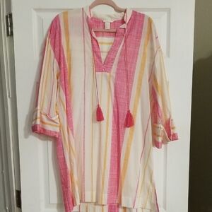 H&M Pink and Yellow Striped Dress/Coverup